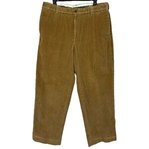 LL Bean Comfort Waist‎ CORDUROY Mens 35x29 Cotton Wide Straight Leg Pants Brown